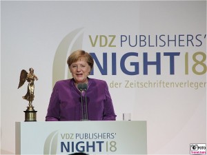 BK Angela Merkel Goldene Victoria 2018 Preis VDZ Publishers Night 18 Gala der Zeitschriften Verleger Berichterstattung TrendJam