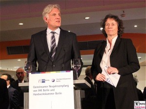 Beatrice Kramm, Stephan Schwarz Berlin Neujahrsempfang IHK Handwerkskammer Ludwig Erhard Haus Berichterstatter