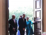 Begruessung Prince William, Catherine, Bundespräsident Steinmeier, Buedenbender Schloss Bellevue Berlin Berichterstatter