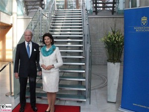König Sweden Carl Gustaf Bernadotte, Königin Sylvia von Schweden Promi Felleshus Berlin Gemeinschaftshaus Nordische Botschaften Berichterstatter