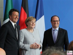 Matteo Renzi, Angela Merkel, François Hollande Italien Deutschland Frankreich Europa EU Union Kanzleramt Berlin BREXIT