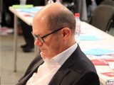 Olaf Scholz-Gesicht-links Brille Bundesminister Finanzen Vizekanzler Kopf Promi-SPD Bundesparteitag-Berlin-CityCube-Messe-Berlin-Berichterstattung-TrendJam