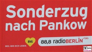 Schild Sonderzug nach Pankow U-Bahn Zug Udo Lindenberg U2 BVG Baureihe HK
