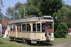 zweiachsiger Straßenbahn Triebwagen Typ TM 36 aus Berlin im Strassenbahn Museum am Schoenberger Strand an der Ostsee