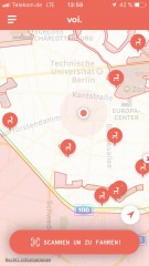 App verfuegbare eScooter voi. Scannen QR-Code Sharing Leihe Mieten Ausleihe Berlin Brandenburg Berichterstattung TrendJam