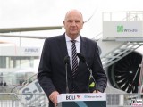 Dietmar Woidke Gesicht Pult face Kopf Eroeffnung ILA Berlin BER Schoenefeld International Aerospace Exhibition