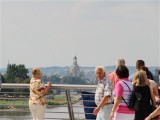 Eröffnung Waldschloesschenbrücke Dresden neuer Blick in Richtung Dresdner Altstadt Frauenkirche