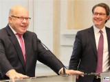 Peter Altmaier, Andreas Scheuer Lachen Gesicht Pressekonferenz BMWi BMVI Wirtschaftsministerium Berlin Scharnhorststr Invalidenstr Berichterstattung TrendJam