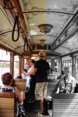 Straßenbahn innen Lindner Triebwagen 1907 zweiachsiger Motorwagen