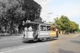 Straßenbahnwagen Potsdam Berliner Straße Richtung Glienicker Brücke Lindner Triebwagen 1907 zweiachsiger Motorwagen